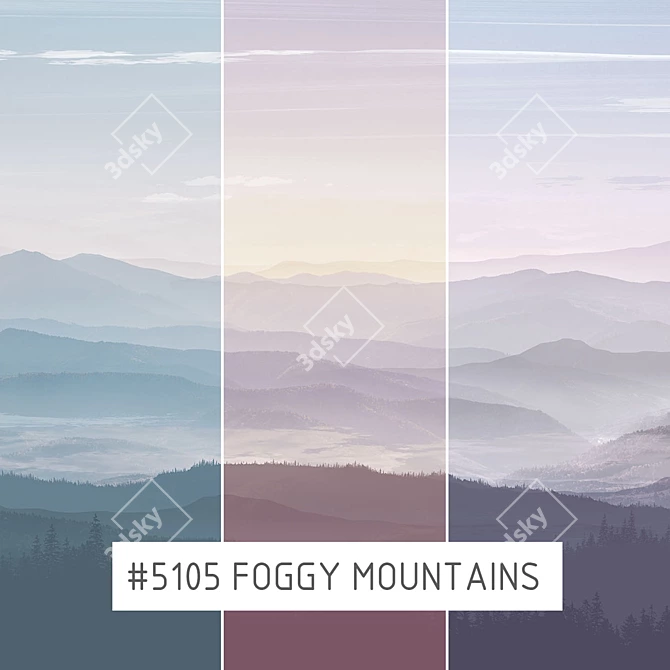 Misty Mountain Peaks | Eco-friendly Wallpaper 3D model image 1