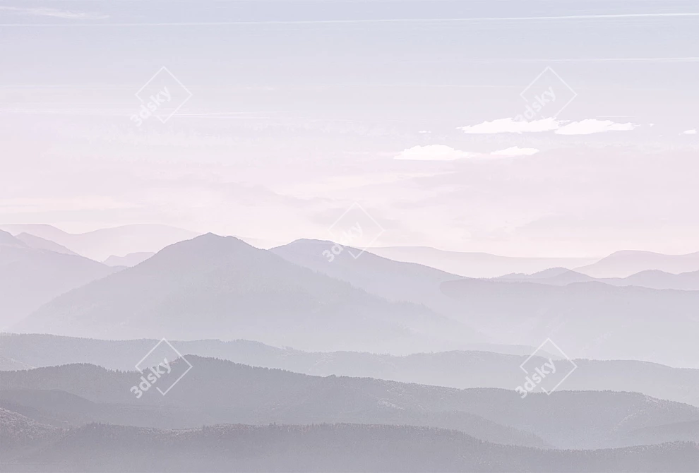 Misty Mountain Peaks | Eco-friendly Wallpaper 3D model image 5