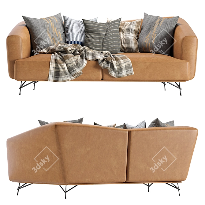 Italian Leather Sofa: Ditre Italia Lennox 3D model image 2