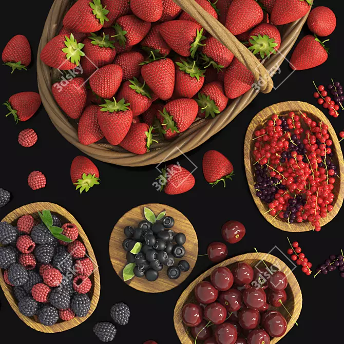 Juicy Summer Berry Arrangement 3D model image 3