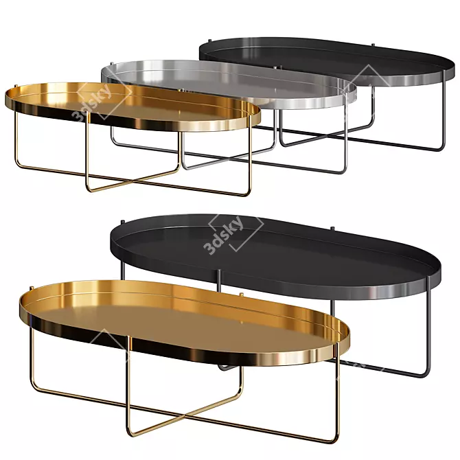 Glossy Gold Gaultier Coffee Table 3D model image 1