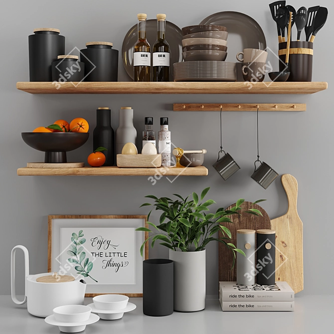 Stylish Kitchen Accessory Set 3D model image 1