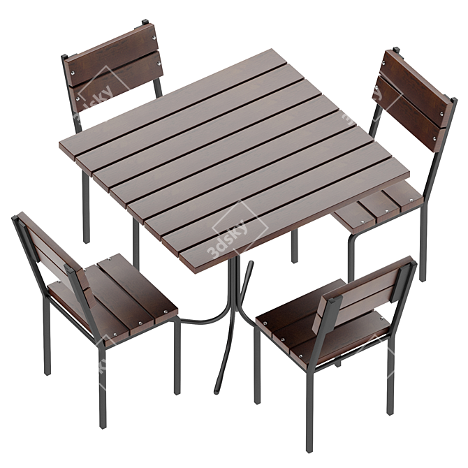 Industrial Loft Dining Set 3D model image 2