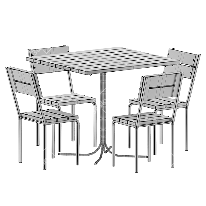 Industrial Loft Dining Set 3D model image 3