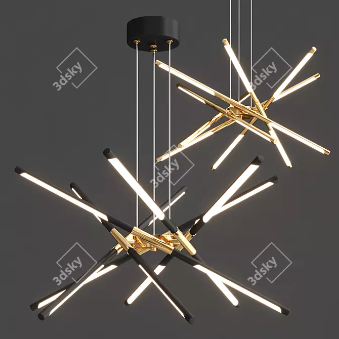 Elegant LED Pendant Chandelier - Illuminate Your Space 3D model image 1