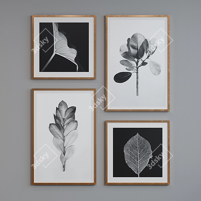 Modern Set of 4 Picture Frames with Multiple Colors - 90x60, 60x60 3D model image 2