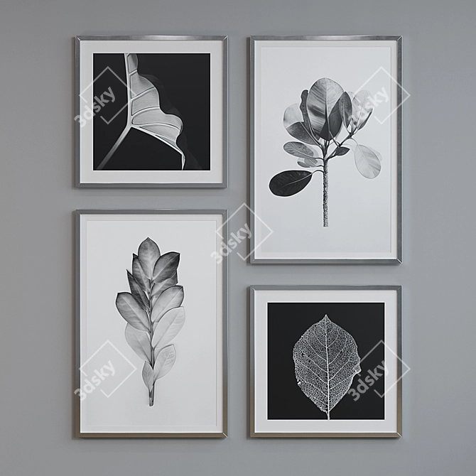 Modern Set of 4 Picture Frames with Multiple Colors - 90x60, 60x60 3D model image 3