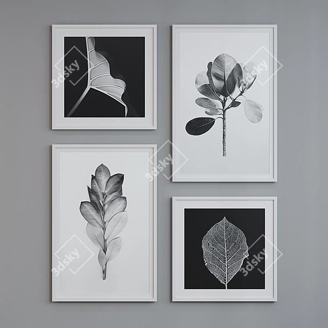 Modern Set of 4 Picture Frames with Multiple Colors - 90x60, 60x60 3D model image 4