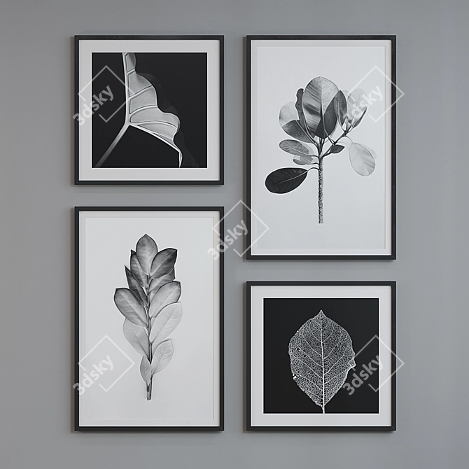 Modern Set of 4 Picture Frames with Multiple Colors - 90x60, 60x60 3D model image 5