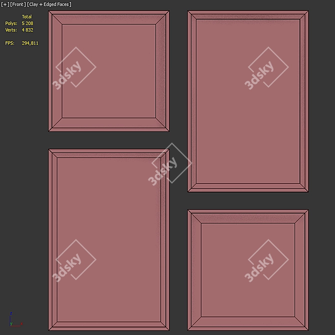 Modern Set of 4 Picture Frames with Multiple Colors - 90x60, 60x60 3D model image 7