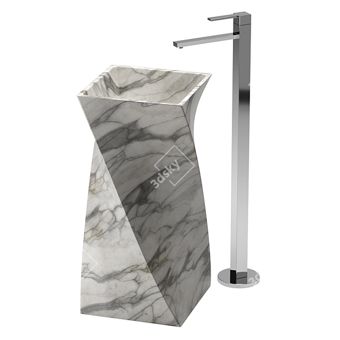 Sleek Marble Tango Washbasin 3D model image 3