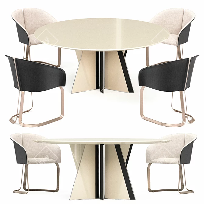 Elegant Milano Round Table 3D model image 6