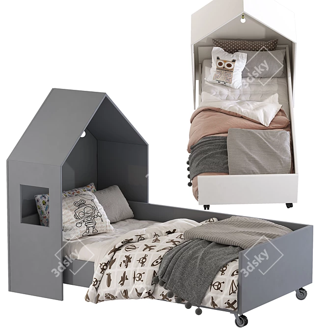 Cozy House Kids Bed 3D model image 1