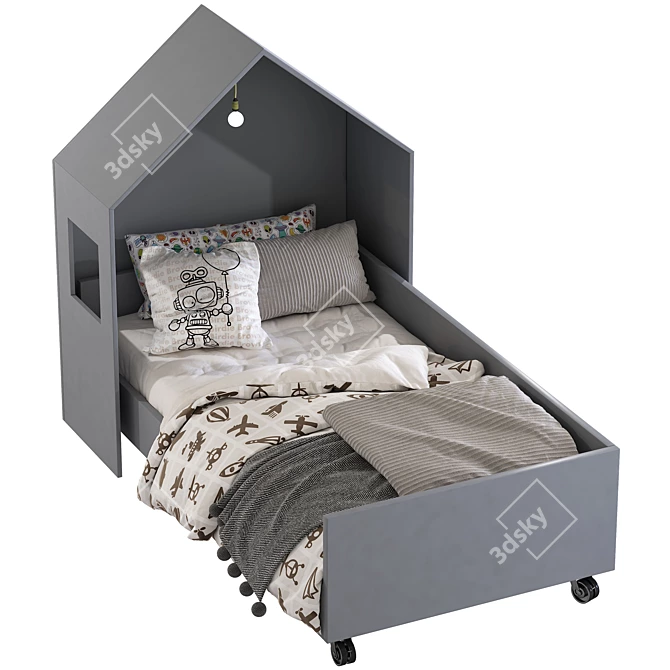 Cozy House Kids Bed 3D model image 2