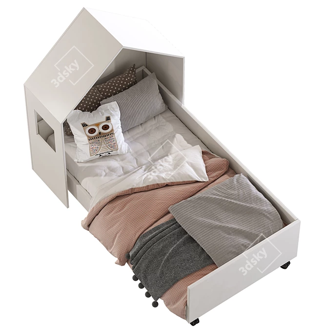 Cozy House Kids Bed 3D model image 3