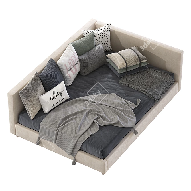 Product Title: Timo Corner Upholstered Bed 2 3D model image 6
