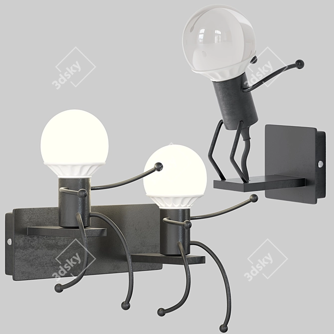 Minimalist Little Man Lamp 3D model image 4