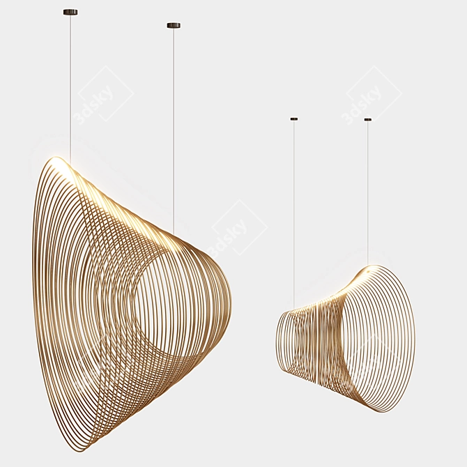 ILLAN LED Wood Pendant: Unique Multi-Layer Design 3D model image 1