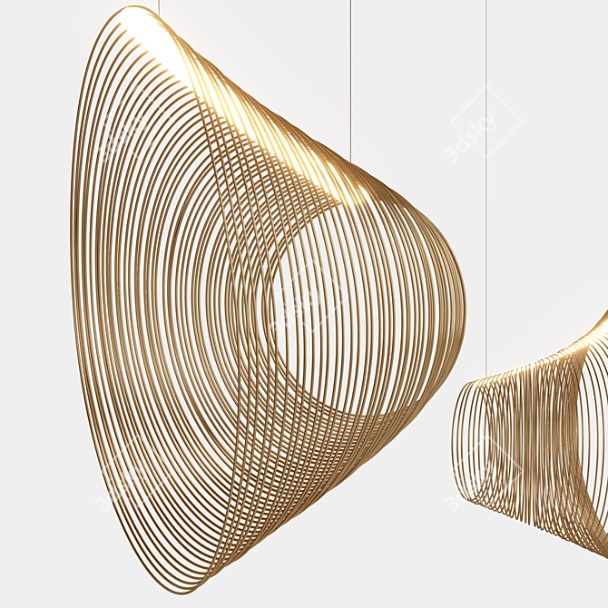 ILLAN LED Wood Pendant: Unique Multi-Layer Design 3D model image 2