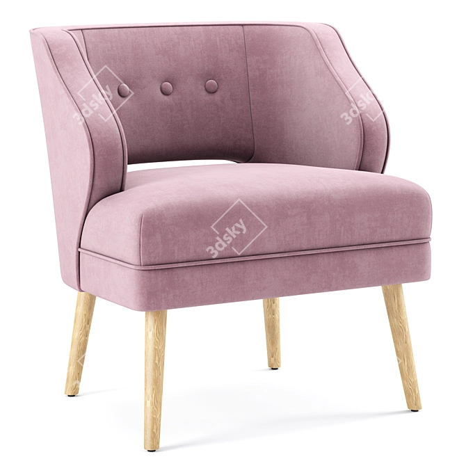 Velvet Mariposa Mid Century Accent Chair 3D model image 1