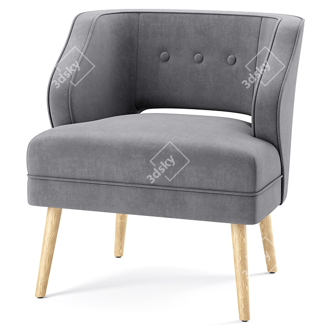 Velvet Mariposa Mid Century Accent Chair 3D model image 2