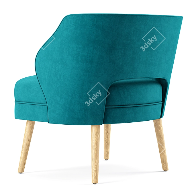 Velvet Mariposa Mid Century Accent Chair 3D model image 3