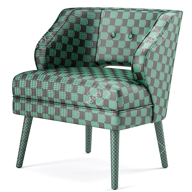Velvet Mariposa Mid Century Accent Chair 3D model image 5