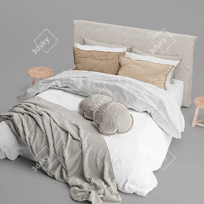 Luxury Linen Bed - Flocca 3D model image 2