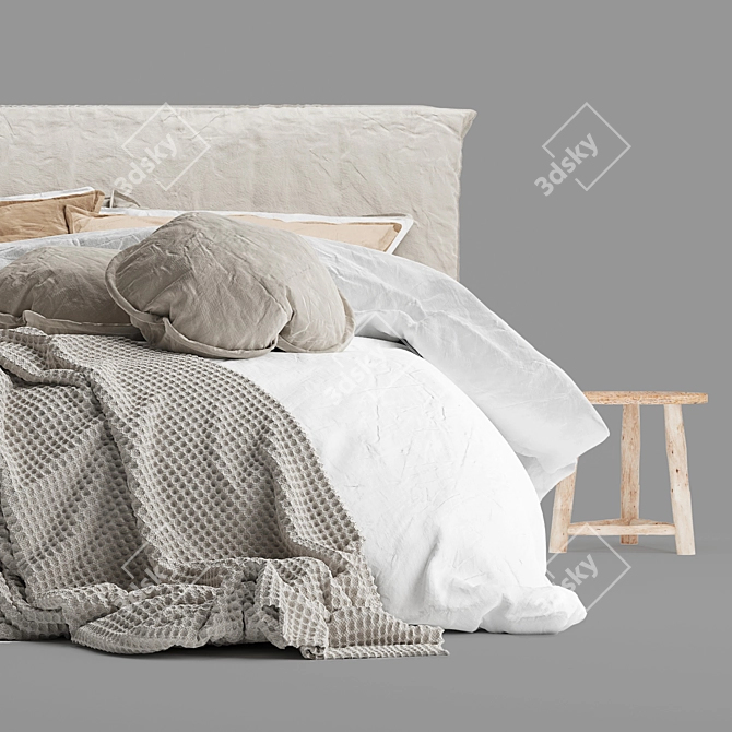 Luxury Linen Bed - Flocca 3D model image 3