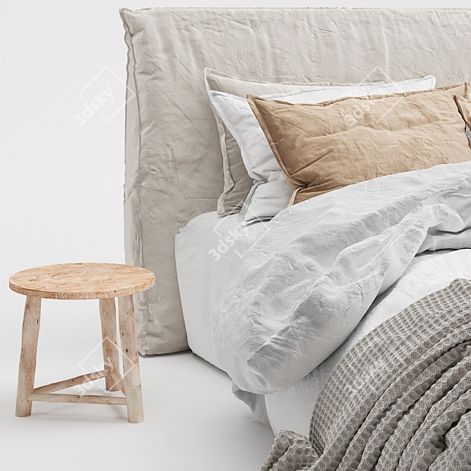 Luxury Linen Bed - Flocca 3D model image 4
