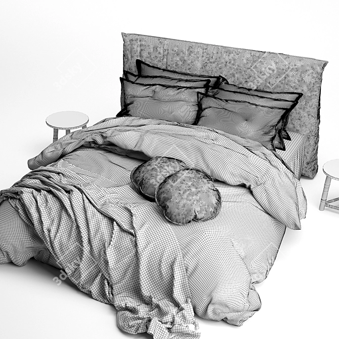 Luxury Linen Bed - Flocca 3D model image 5