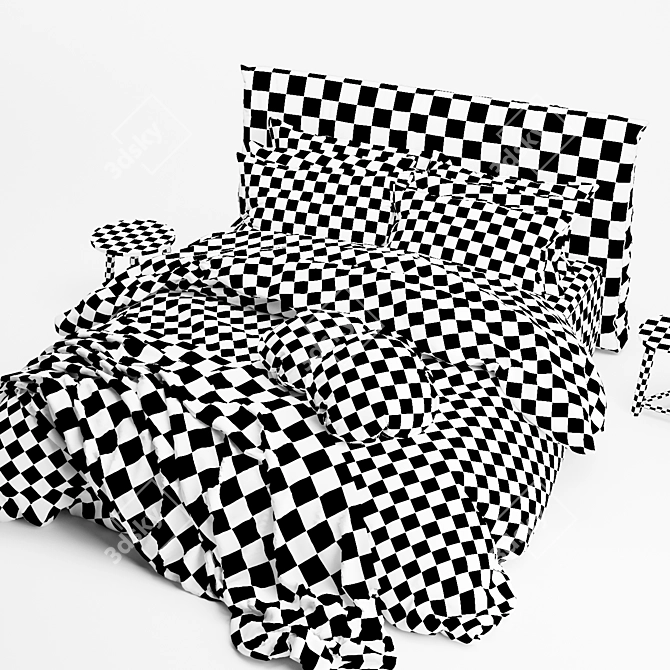 Luxury Linen Bed - Flocca 3D model image 6