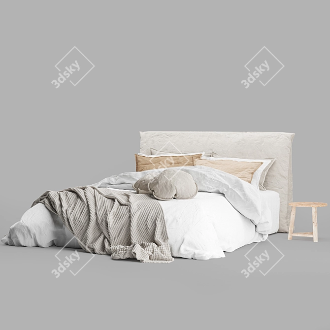 Luxury Linen Bed - Flocca 3D model image 7
