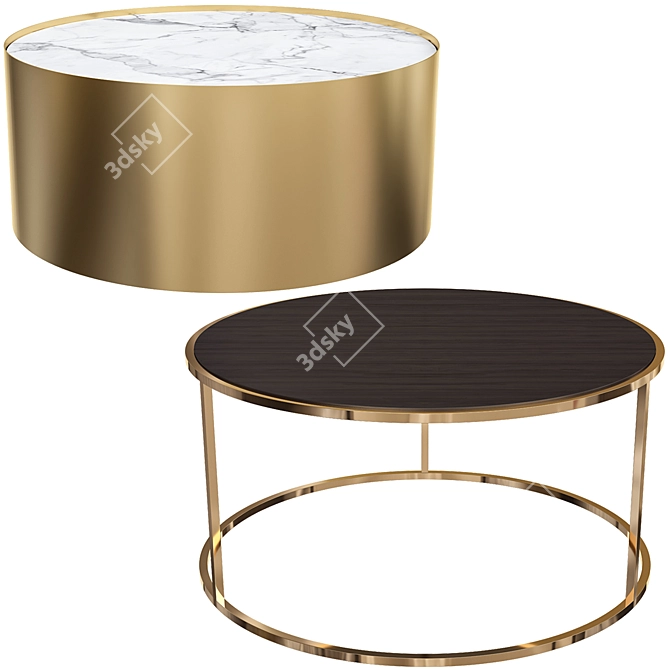 Elegant Round Coffee Table Set 3D model image 1