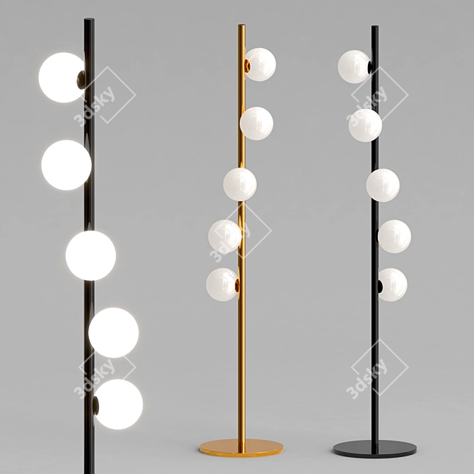 Twist PT Floor Lamp: Stylish Brass and Black Metal Lighting 3D model image 1