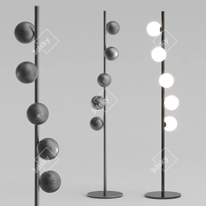 Twist PT Floor Lamp: Stylish Brass and Black Metal Lighting 3D model image 2