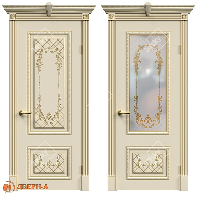 Title: Elegant Versailles Doors 3D model image 1