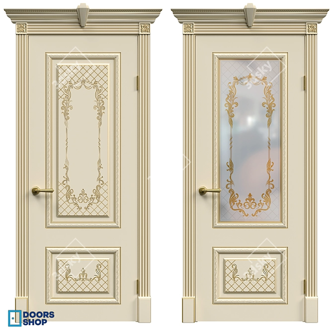 Title: Elegant Versailles Doors 3D model image 5