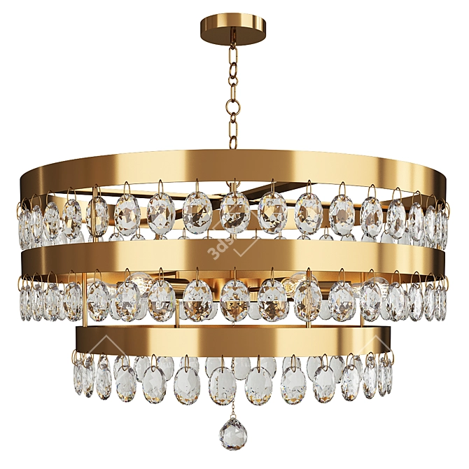 Lustrous 6-Light Antique Gold Chandelier 3D model image 1