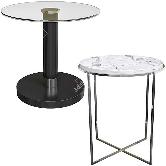 Elegant Glass Top Side Tables 3D model image 1