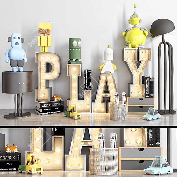 Playful Kids Room Decor Set 3D model image 1