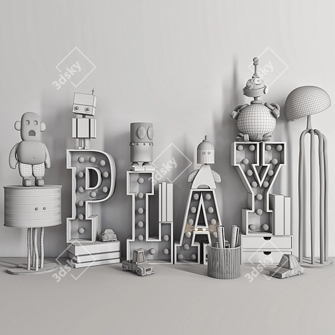 Playful Kids Room Decor Set 3D model image 5