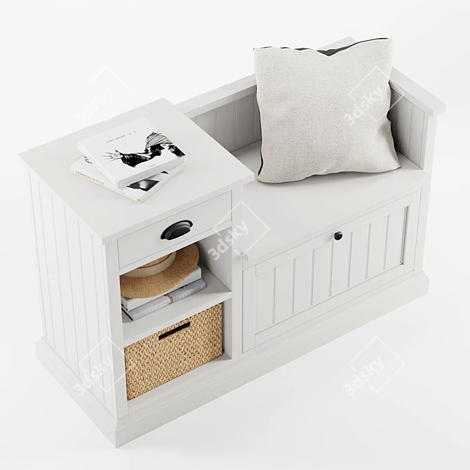 Aubrey Entryway Bench: Stylish Storage Solution 3D model image 5