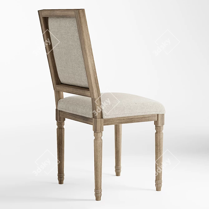 French-inspired Louis Square Desk Chair 3D model image 3