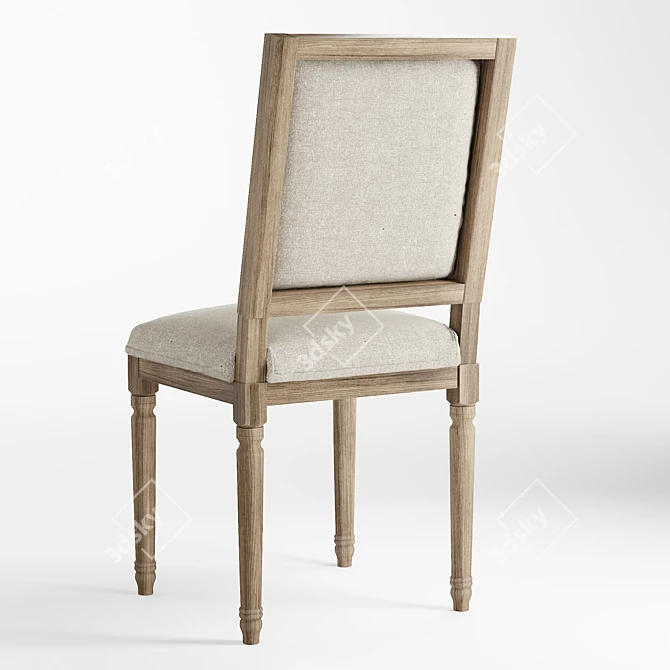 French-inspired Louis Square Desk Chair 3D model image 4