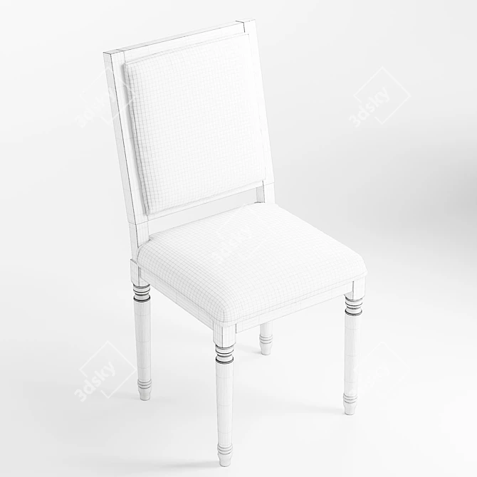 French-inspired Louis Square Desk Chair 3D model image 6