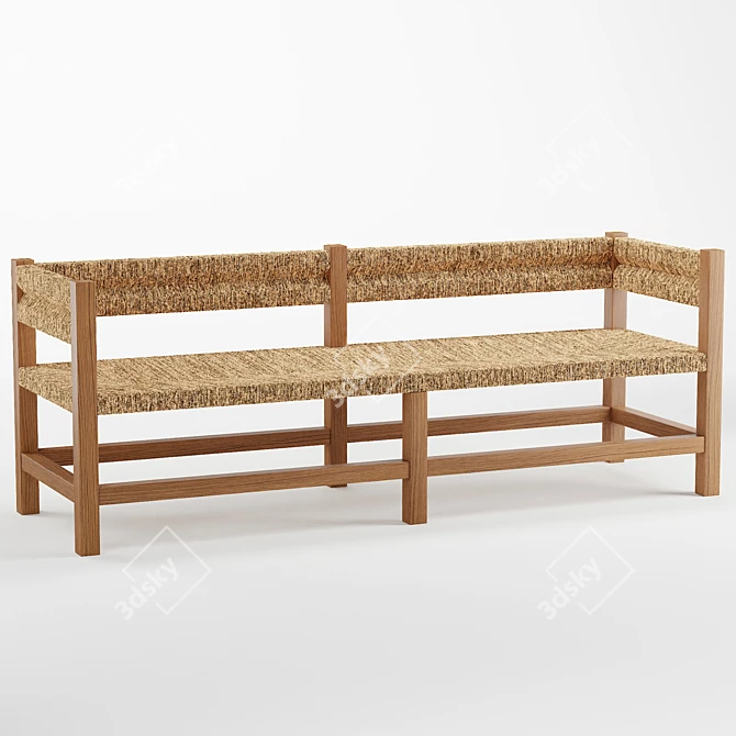 Artisan-made Seagrass Woven Bench 3D model image 1
