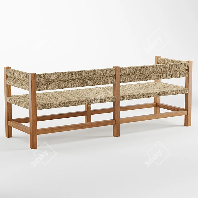 Artisan-made Seagrass Woven Bench 3D model image 2