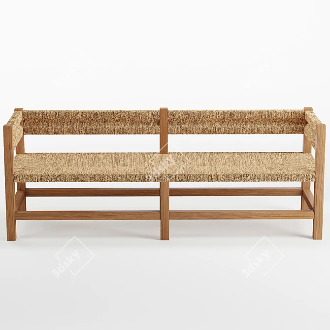 Artisan-made Seagrass Woven Bench 3D model image 3