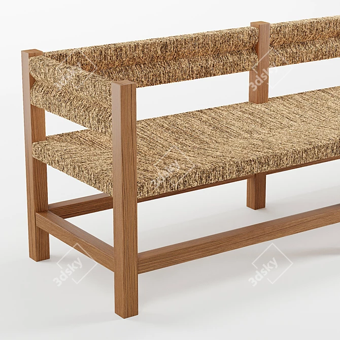 Artisan-made Seagrass Woven Bench 3D model image 5